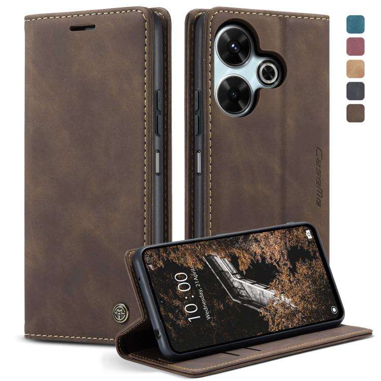 For Redmi 13 CaseMe 013 Multifunctional Horizontal Flip Leather Phone Case(Coffee)