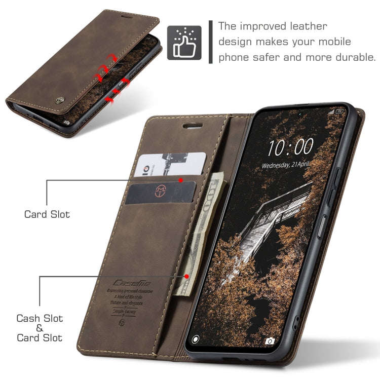 For Redmi 13 CaseMe 013 Multifunctional Horizontal Flip Leather Phone Case(Coffee)