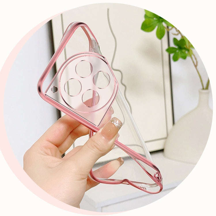 For OnePlus Ace 3 Plated Gradient Glitter Round Holder TPU Phone Case(Pink)