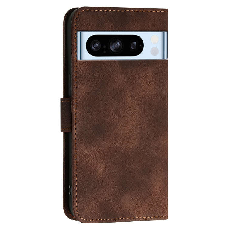 For Google Pixel 8 Pro Grid Butterfly Embossed Pattern Leather Phone Case with Lanyard(Coffee)