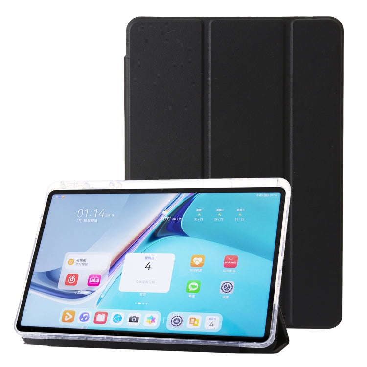 For Huawei Matepad SE 11 2024 Clear Acrylic 3-Fold Leather Tablet Case(Black)