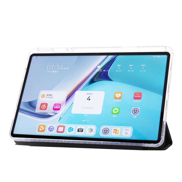 For Huawei Matepad SE 11 2024 Clear Acrylic 3-Fold Leather Tablet Case(Black)