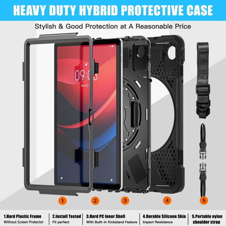 For Lenovo Tab M11 /Xiaoxin Pad 11 2024 Rotatable Holder Silicone Hybrid PC Tablet Case with Shou...
