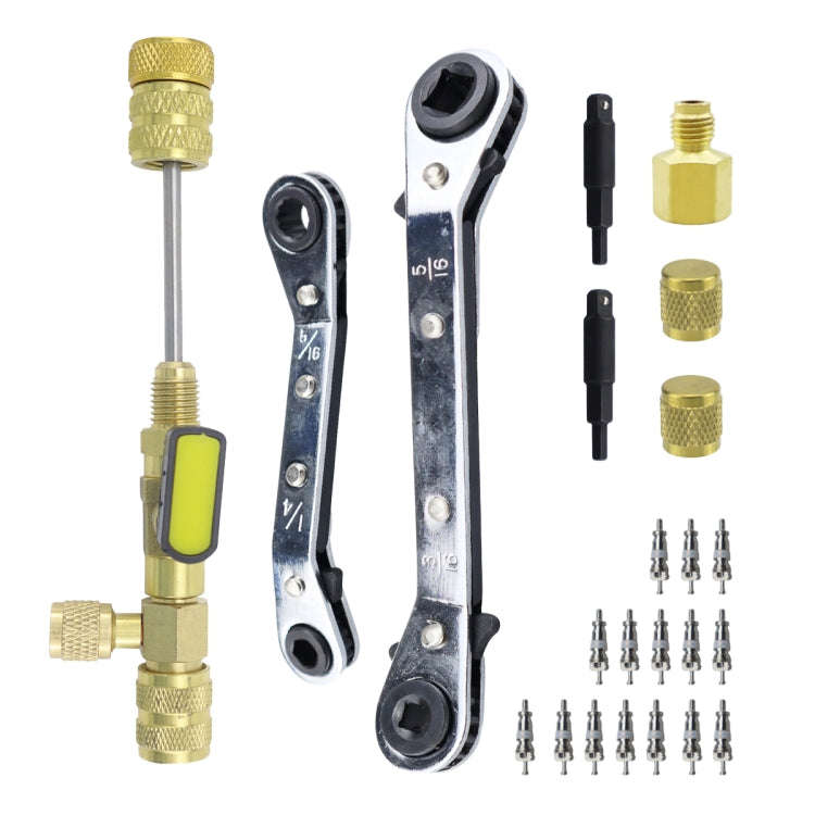 23pcs / Set Air Conditioning Valve Core Remover with Wrench(Gold)