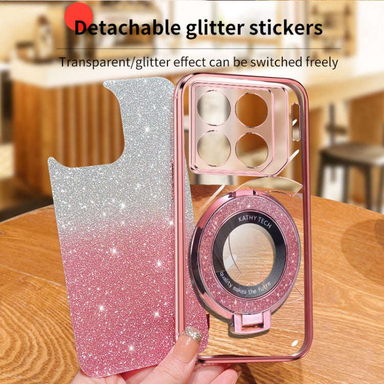 For Infinix GT 20 Pro Plated Gradient Glitter Round Holder TPU Phone Case(Silver)
