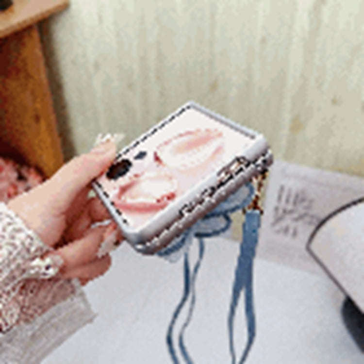 For Honor Magic V Flip Colorful Woven Pattern 3D Yarn Flower Phone Case with Lanyard(Orange)