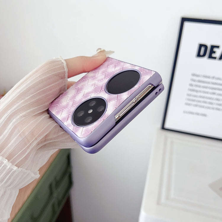 For Huawei P50 Pocket Colorful Woven Pattern Full Coverage Phone Case(Black White)