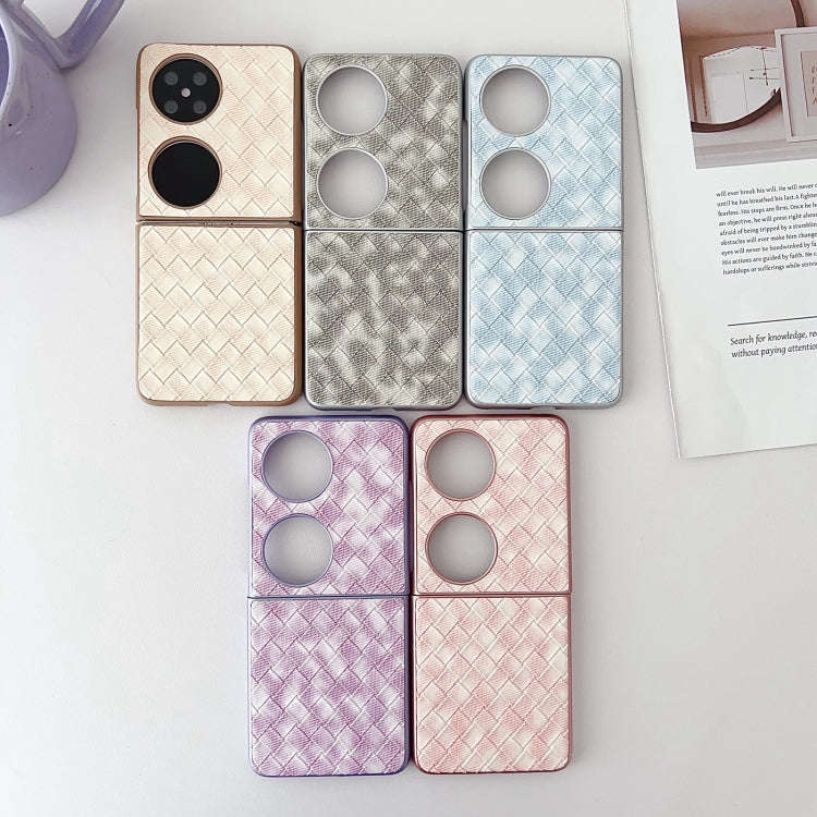 For Huawei P50 Pocket Colorful Woven Pattern Full Coverage Phone Case(Black White)