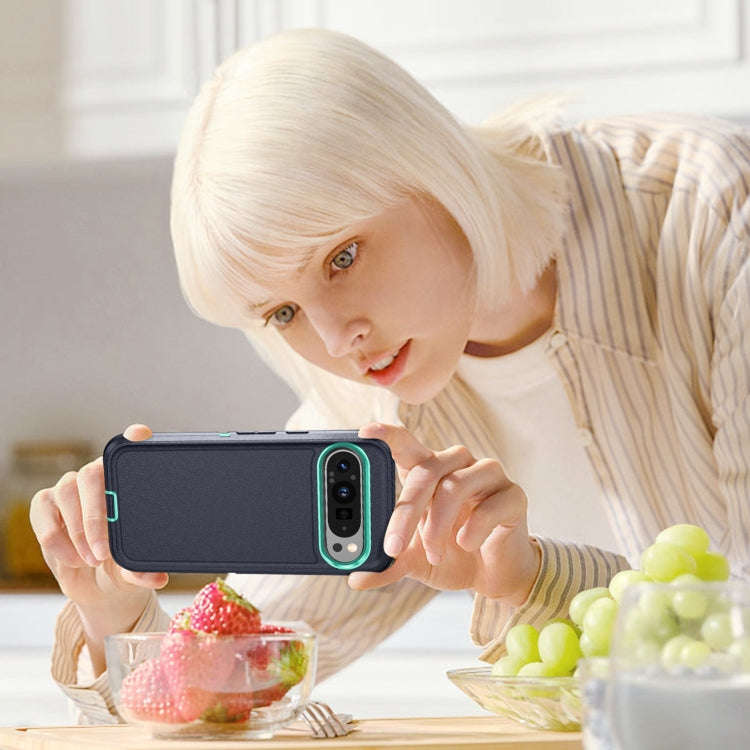 For Google Pixel 9 Pro Life Waterproof Rugged PC + Silicone Phone Case(Dark Blue + Light Blue)