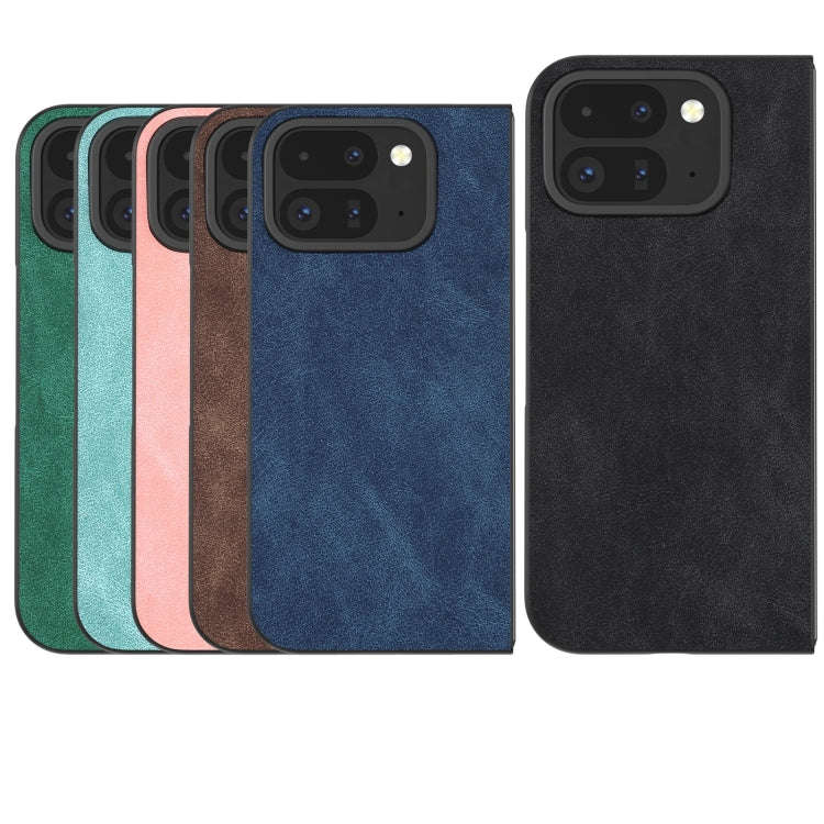 For Google Pixel 9 Pro Fold Black Frame PU Leather Full Coverage Phone Case(Coffee)