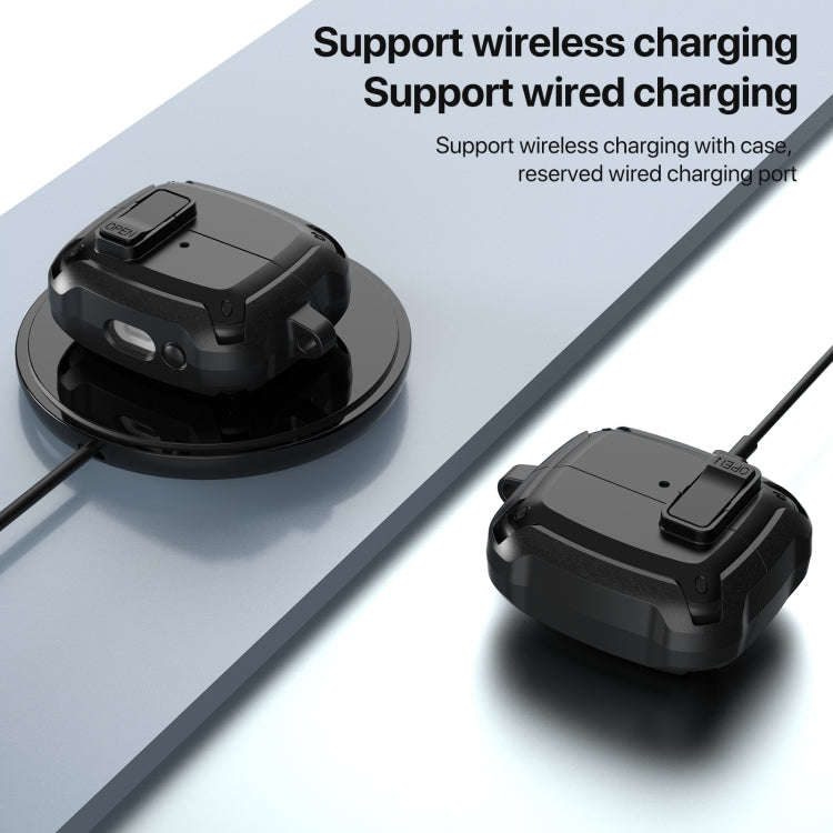 For Samsung Galaxy Buds 3 / 3 Pro Bumblebee Earphone Protective Case with Switch & Hook(Black Blue)