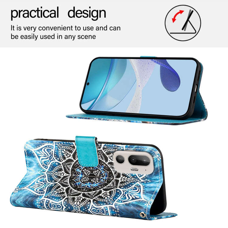 For HTC U24 Pro   Colored Drawing Pattern Plain Weave Leather Phone Case(Undersea Mandala)