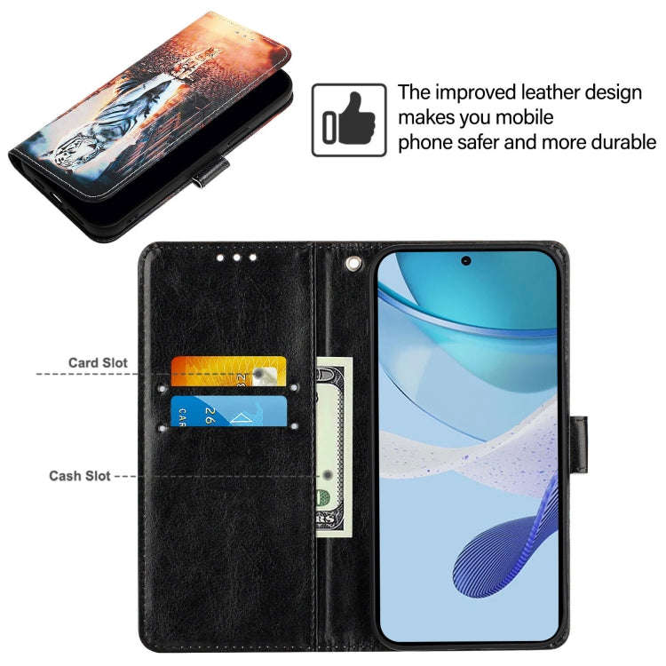 For BLU View 5 Pro Colored Drawing Pattern Plain Weave Leather Phone Case(Cats And Tigers)