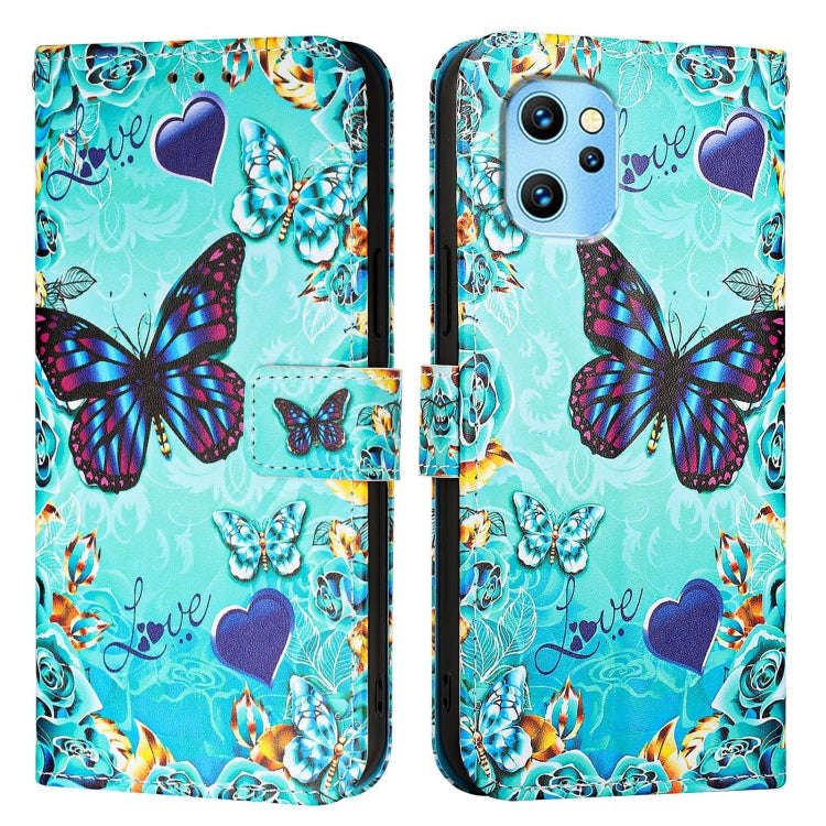 For UMIDIGI Power 7 Max Colored Drawing Pattern Plain Weave Leather Phone Case(Love Butterfly)