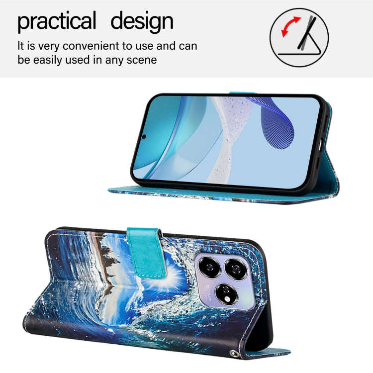 For ZTE Blade V60 / Axon 60 4G Colored Drawing Pattern Plain Weave Leather Phone Case(Waves And Sun)