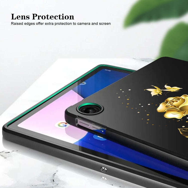 For Lenovo Tab K11 Plus Color Painting Pattern Smart Tablet TPU Case(Golden Rose)