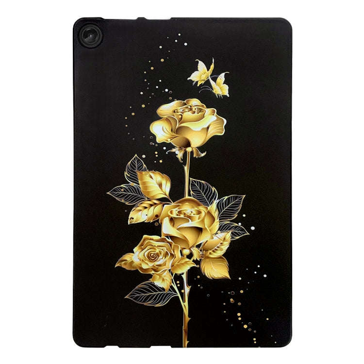 For Lenovo Tab M10 3rd Gen Color Painting Pattern Smart Tablet TPU Case(Golden Rose)