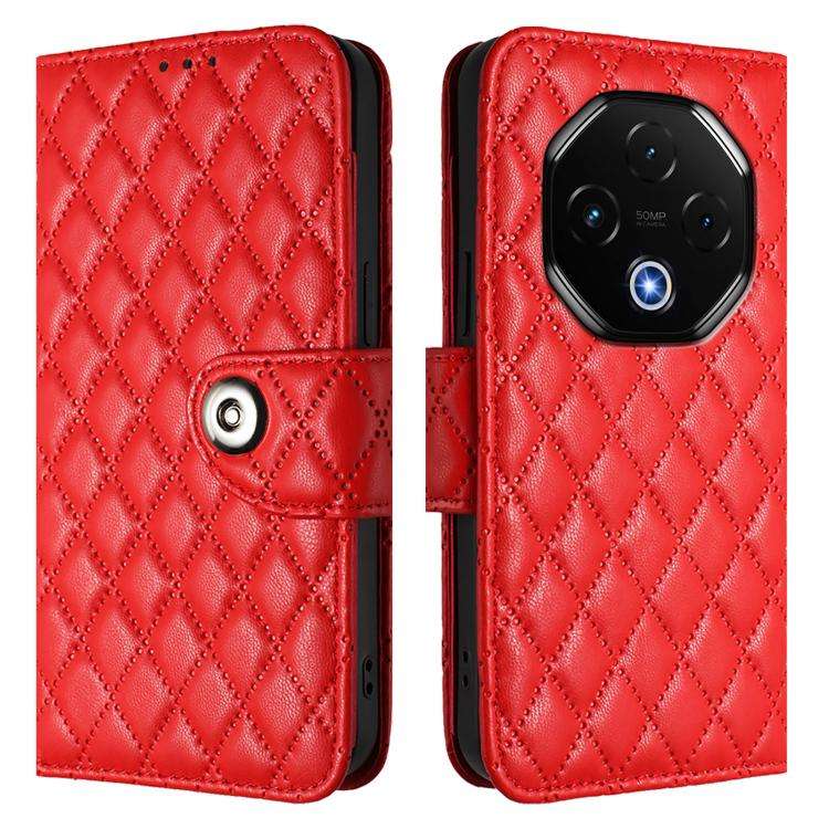 For Umidigi G100 Pro Rhombic Texture Flip Leather Phone Case with Lanyard(Red)