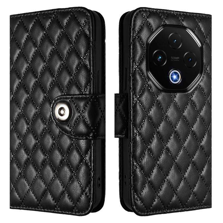 For Umidigi G100 Pro Rhombic Texture Flip Leather Phone Case with Lanyard(Black)