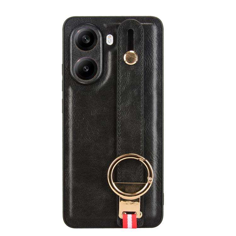 For Redmi Turbo 4 Wristband Leather Back Phone Case(Black)