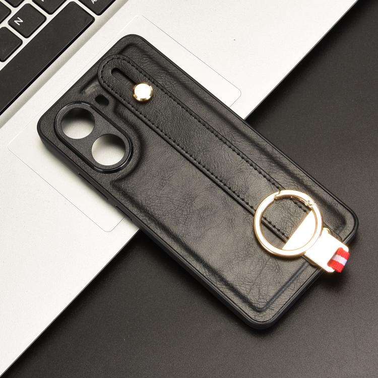 For Redmi Turbo 4 Wristband Leather Back Phone Case(Black)