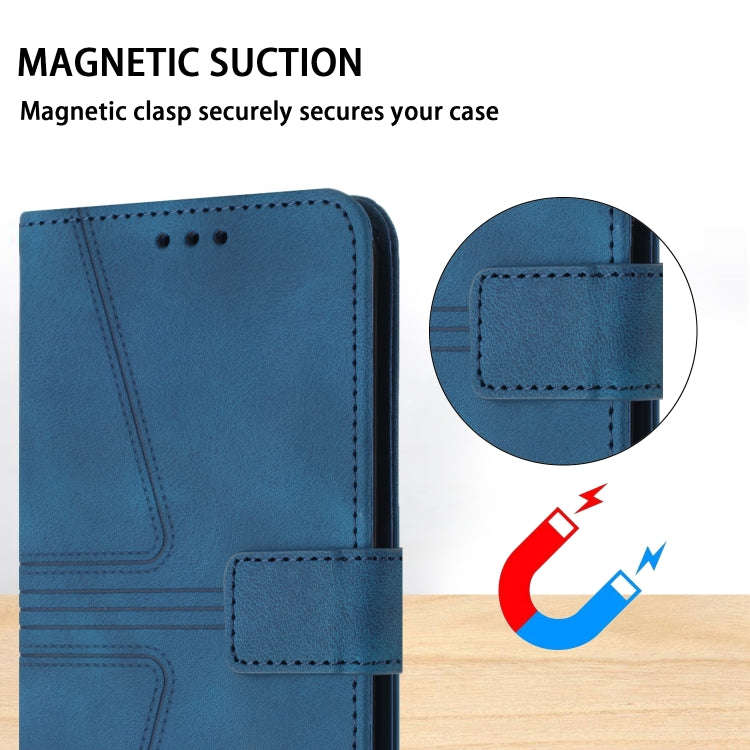 For Honor 200 Pro Triangle Solid Color Leather Phone Case(Blue)