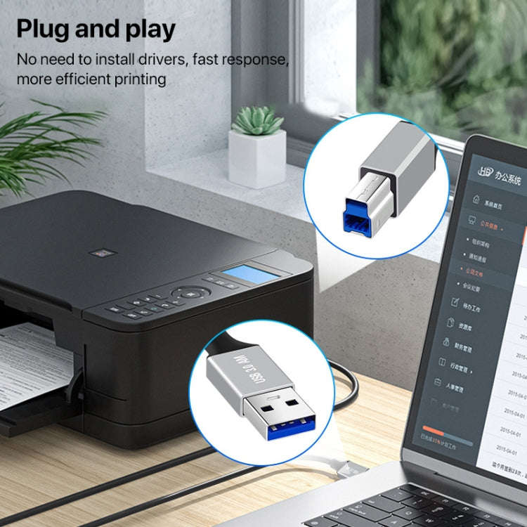 USB 3.0 A Male to USB-B Square Interface Printer Data Transmission Adapter Cable, Length:2m