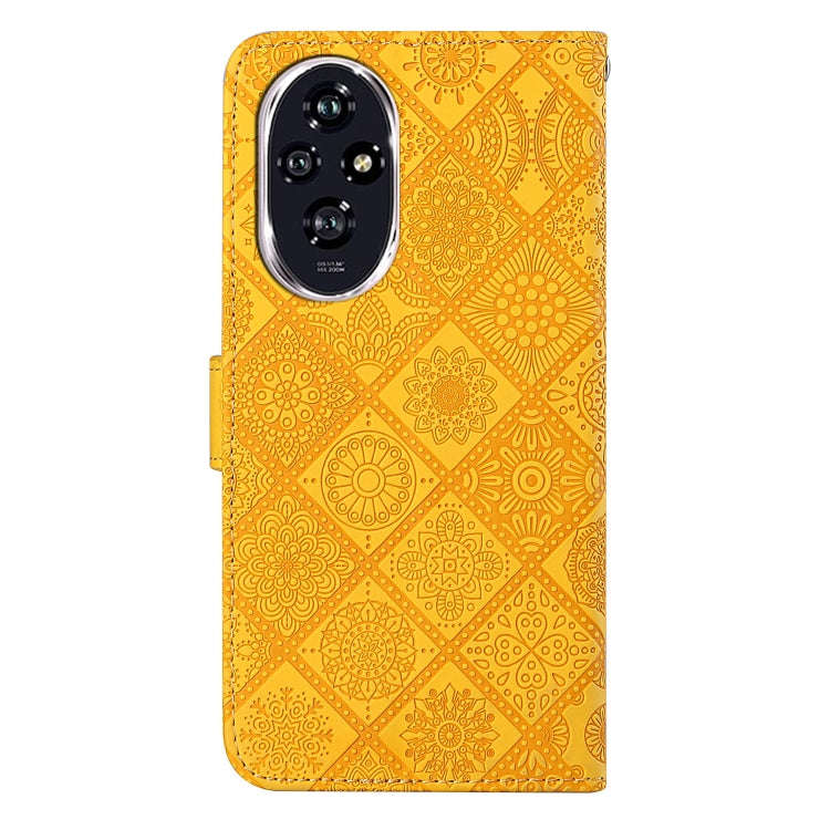 For Honor 200 Pro Ethnic Style Embossed Pattern Leather Phone Case(Yellow)