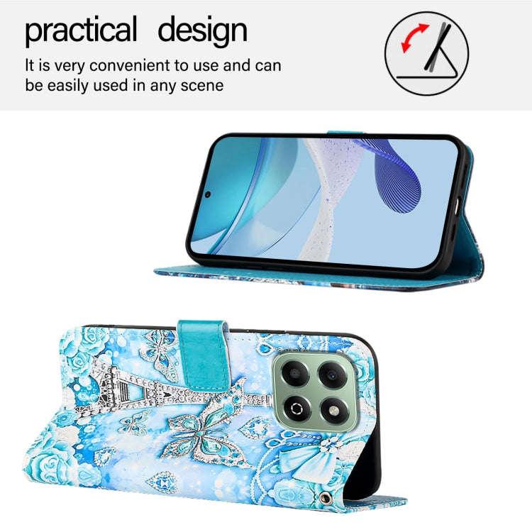 For Honor X6b Colored Drawing Pattern Plain Weave Leather Phone Case(Tower Butterfly)