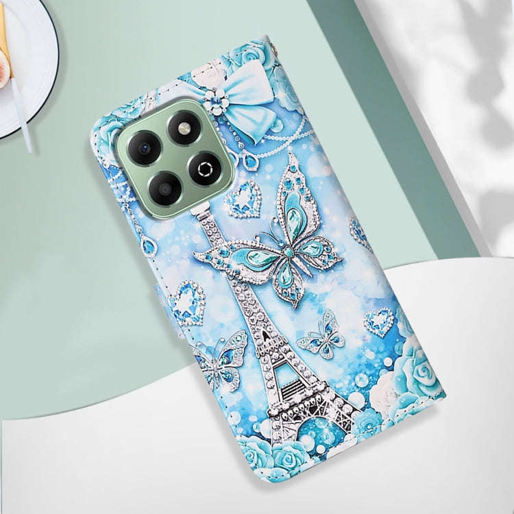 For Honor X6b Colored Drawing Pattern Plain Weave Leather Phone Case(Tower Butterfly)