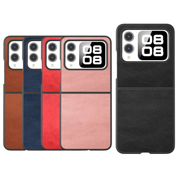 For Huawei nova Flip Black Frame Two-color Calf Texture PU Phone Case(Black)