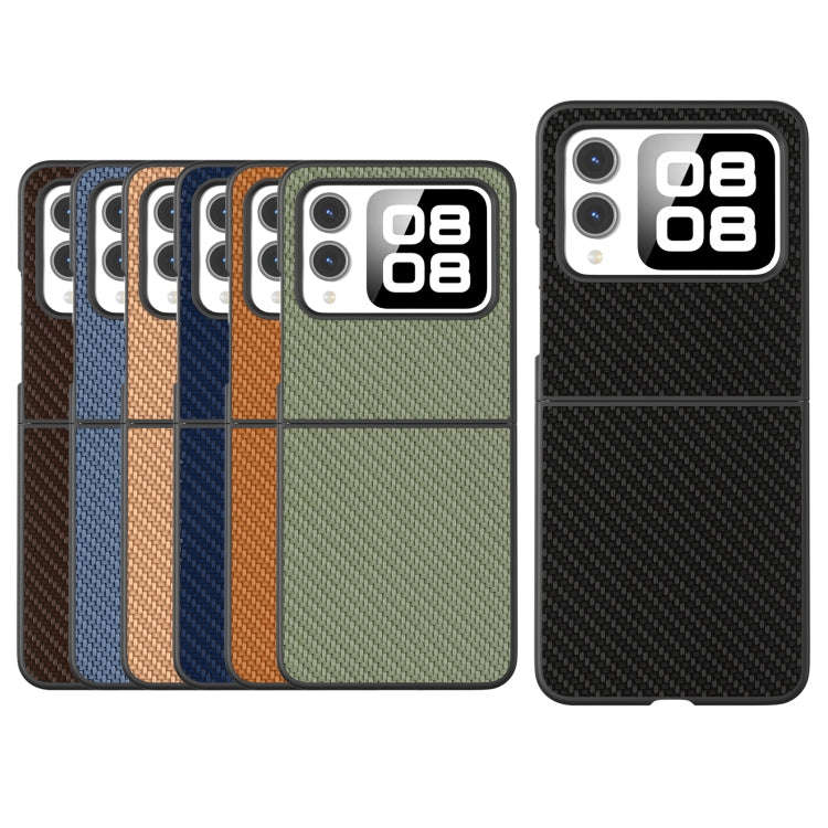 For Huawei nova Flip Black Frame Carbon Fiber Texture PU Phone Case(Coffee)