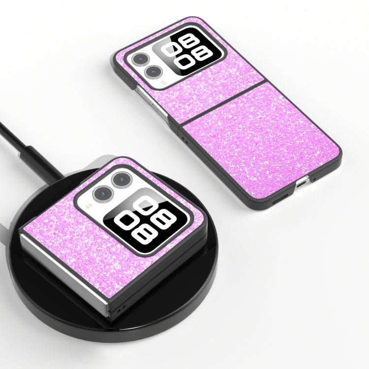 For Huawei nova Flip Black Frame Colorful Glitter Phone Case(Dark Pink)