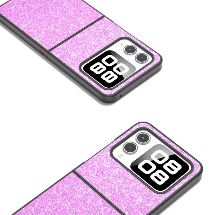 For Huawei nova Flip Black Frame Colorful Glitter Phone Case(Dark Pink)