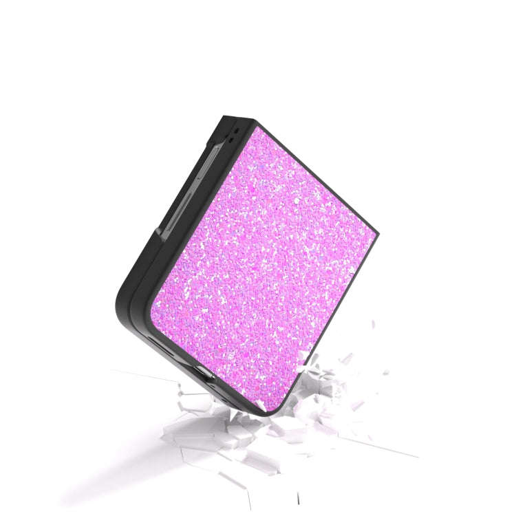 For Huawei nova Flip Black Frame Colorful Glitter Phone Case(Dark Pink)