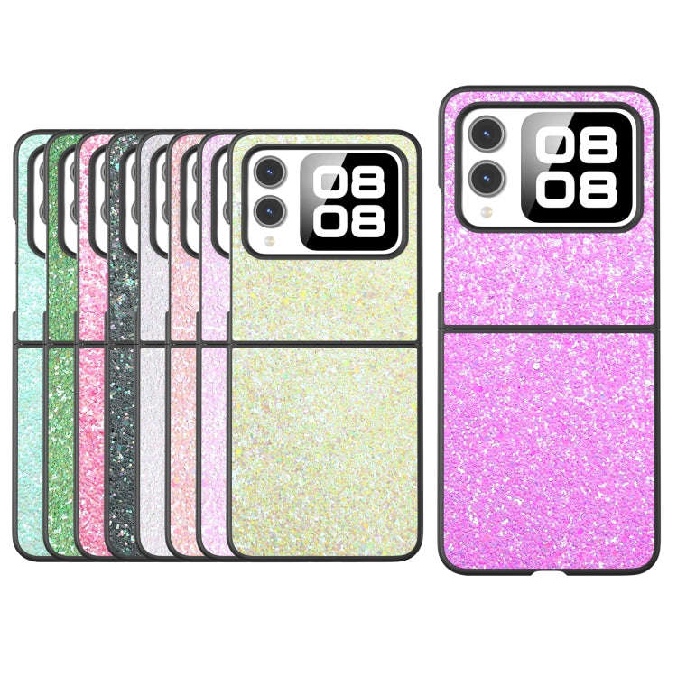 For Huawei nova Flip Black Frame Colorful Glitter Phone Case(Dark Pink)