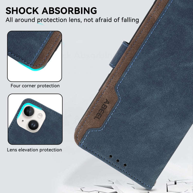 For OnePlus Nord 4 ABEEL Color Block Magnetic RFID Leather Phone Case(Blue-Brown)