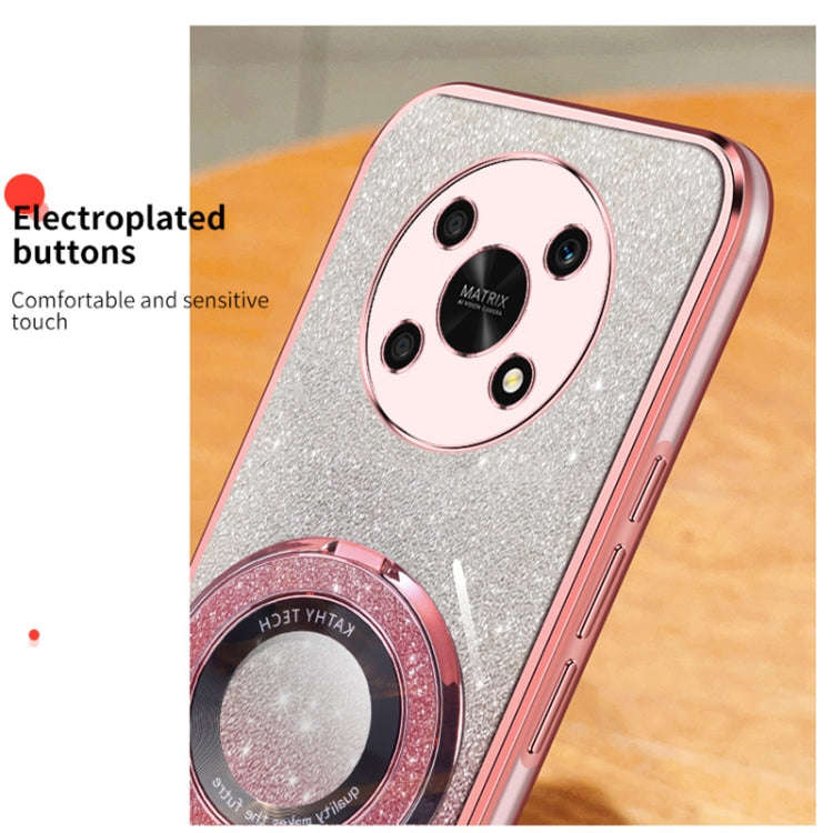 For Honor X30 5G / X9  4G Plated Gradient Glitter Round Holder TPU Phone Case(Silver)