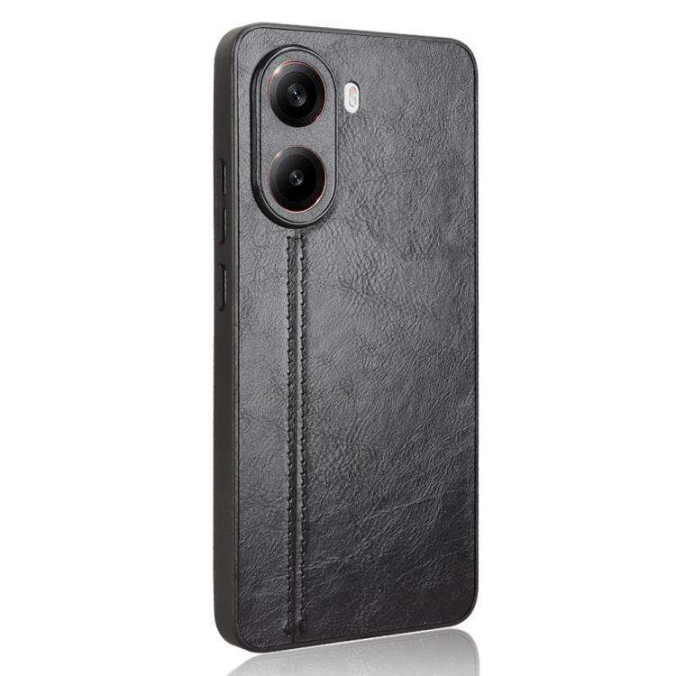 For Redmi Turbo 4 Cow Pattern Sewing Card Bag Phone Case(Black)