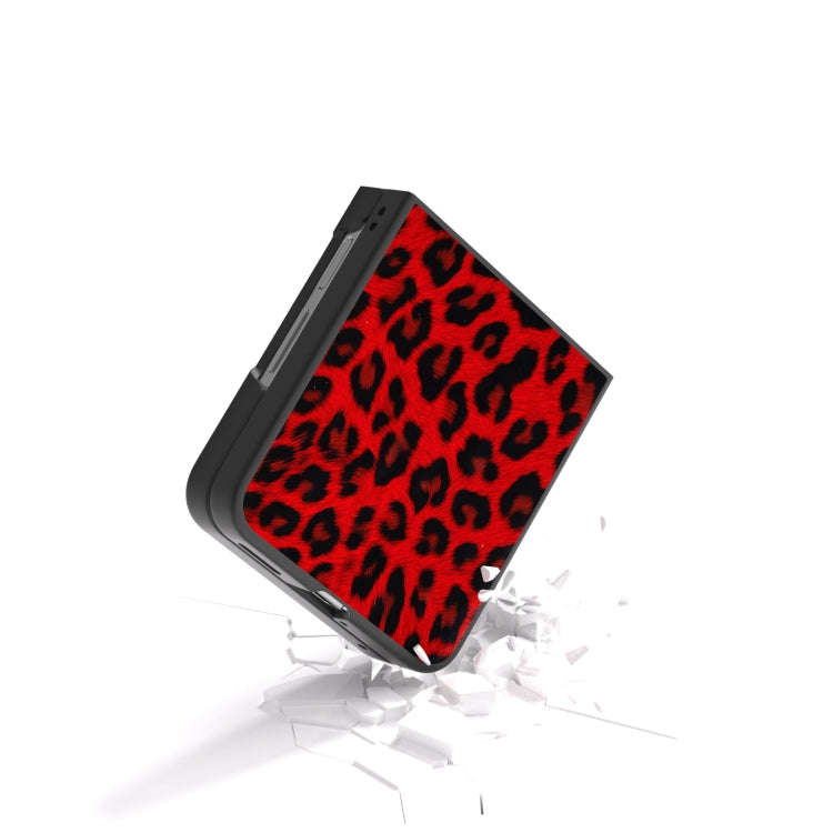 For Huawei nova Flip Black Frame Leopard Phone Case(Red Leopard)