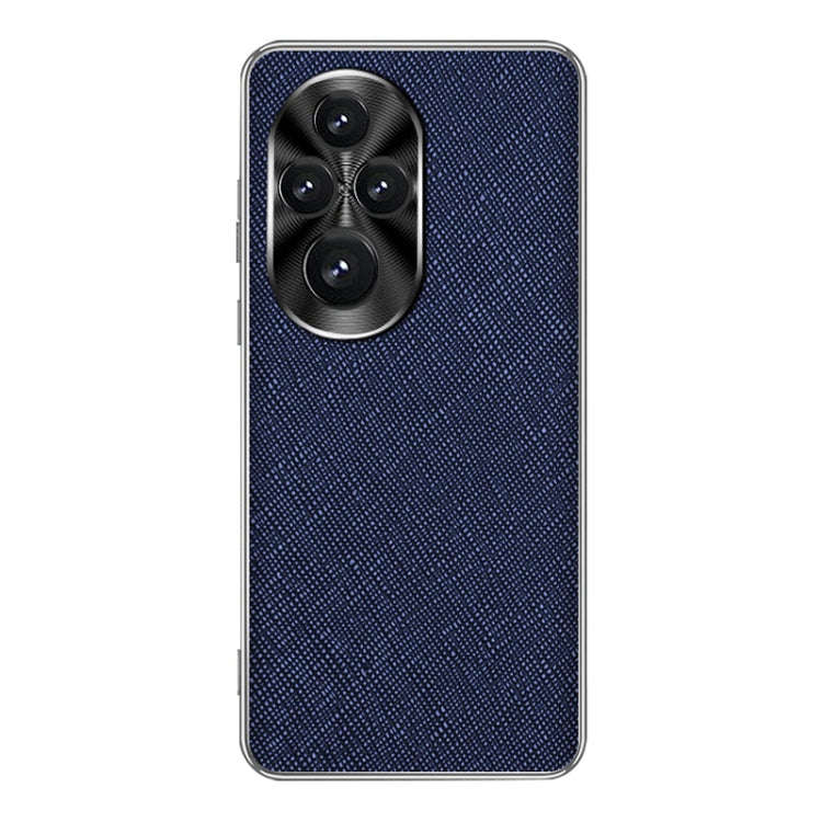 For Honor 200 Pro Silver Edge Cross Texture PU Leather Phone Case(Sapphire Blue)
