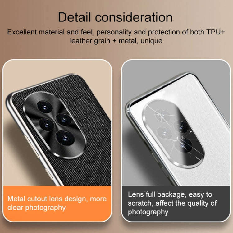 For Honor 200 Pro Silver Edge Cross Texture PU Leather Phone Case(Black)