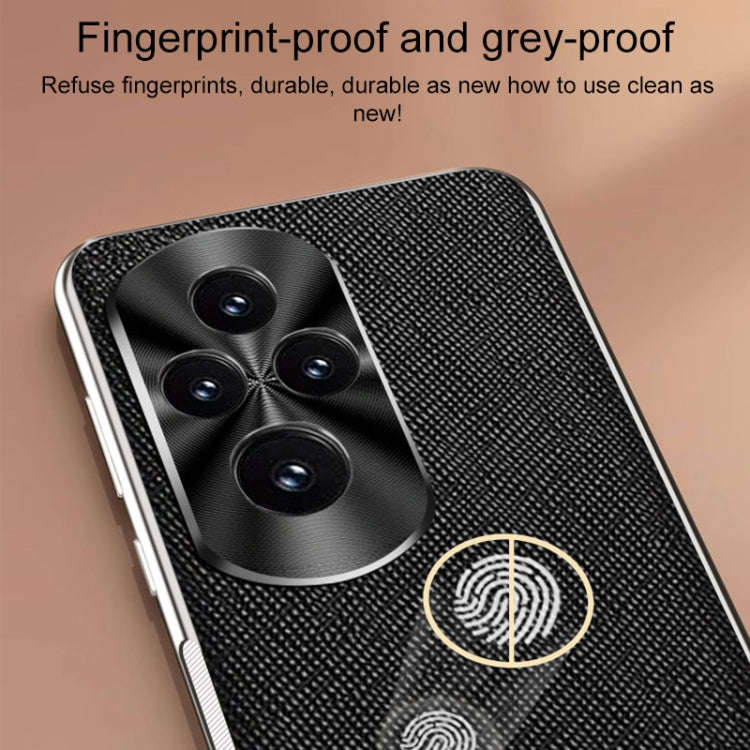 For Honor 200 Pro Silver Edge Cross Texture PU Leather Phone Case(Dark Green)