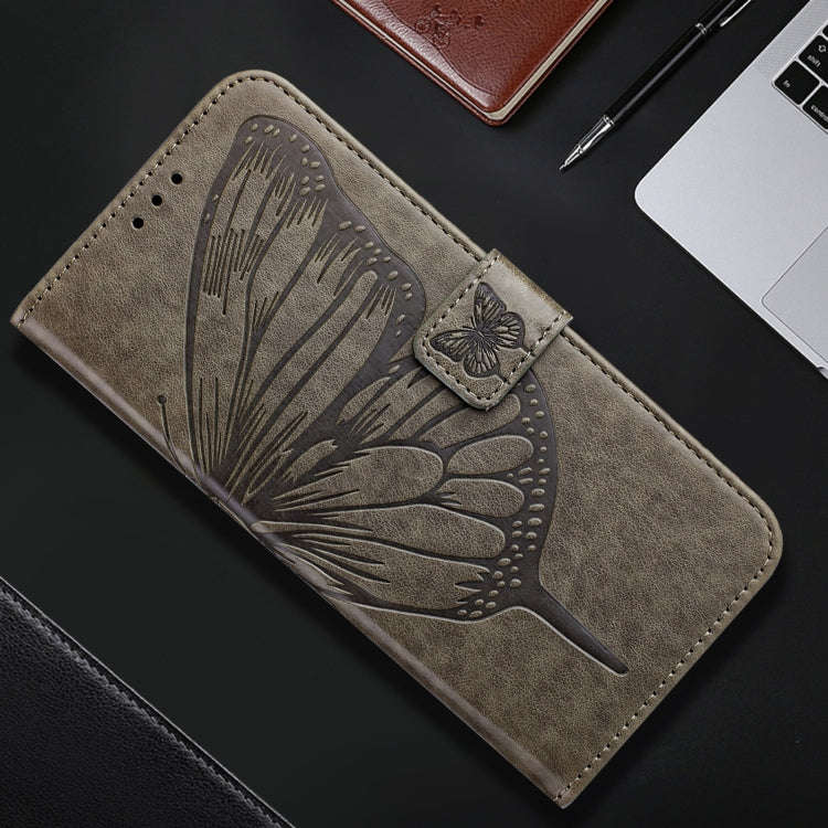 For BLU View 5 Embossed Butterfly Leather Phone Case(Grey)