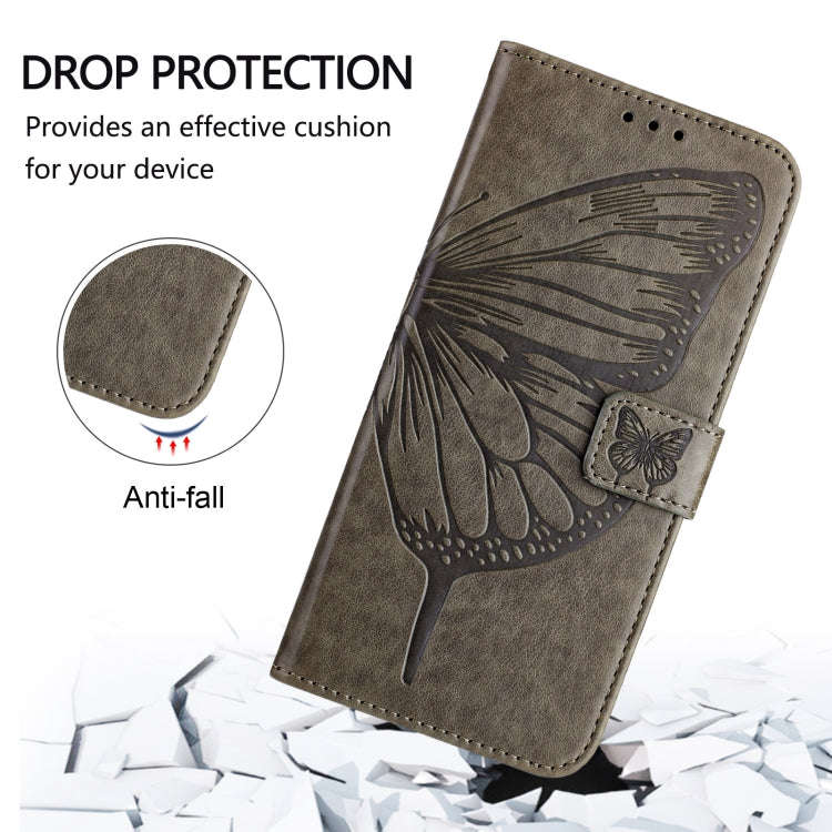 For BLU View 5 Embossed Butterfly Leather Phone Case(Grey)
