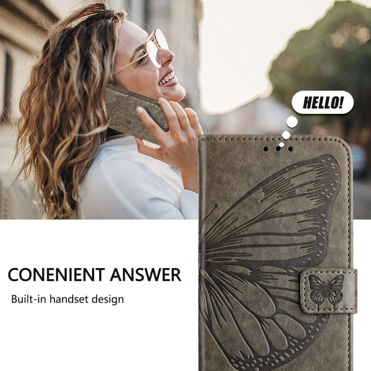 For BLU View 5 Embossed Butterfly Leather Phone Case(Grey)