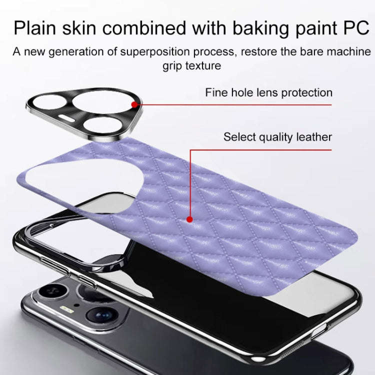 For Huawei Pura 70 Pro / 70 Pro+ Silver Edge Rhombic Texture PU Leather Phone Case(White)