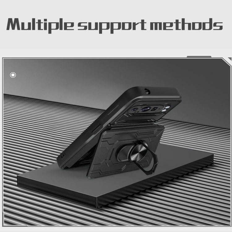 For Google Pixel 9 Pro XL Sliding Camshield TPU+PC Phone Case with Card Slot(Black)