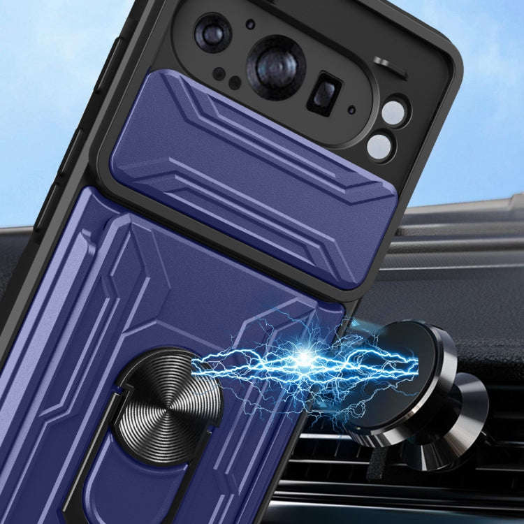 For Google Pixel 9 Pro XL Sliding Camshield TPU+PC Phone Case with Card Slot(Black)