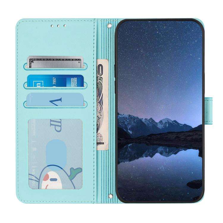 For Umidigi G100 Pro Cat Rat Embossed RFID Leather Phone Case with Lanyard(Mint Green)